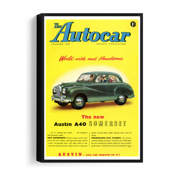 1951 Austin A40 Somerset Framed Canvas 24"x36" 24 x 36"