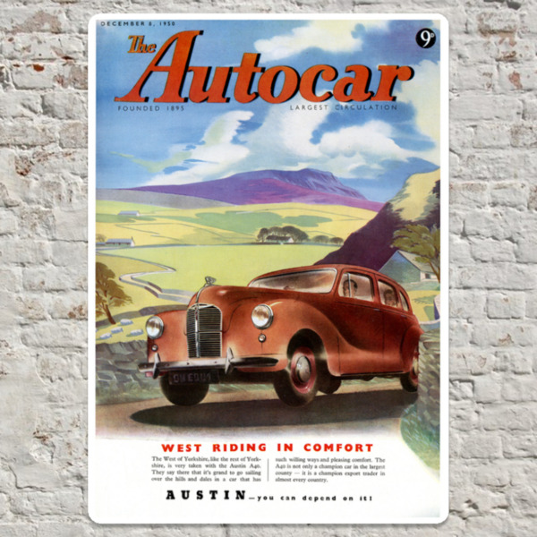 1950 Austin A40 Metal Plate Print 20cm x 30cm