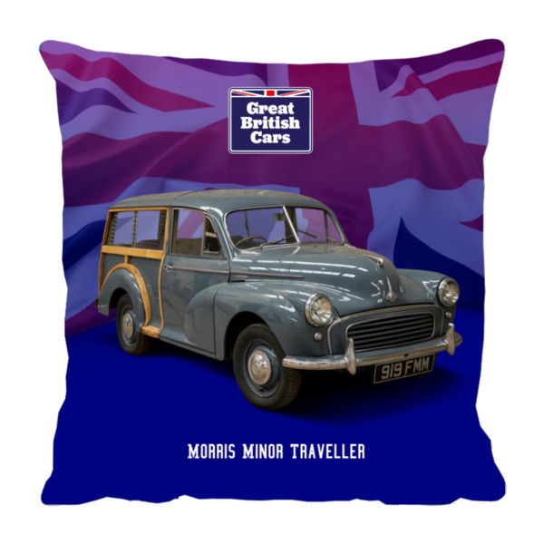 Morris Minor Traveller 18x18 Faux Suede Cushion with Stone Backing