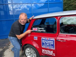 DAanny Hopkins, editor of Practical Classics with the Great British Car Journey Mini