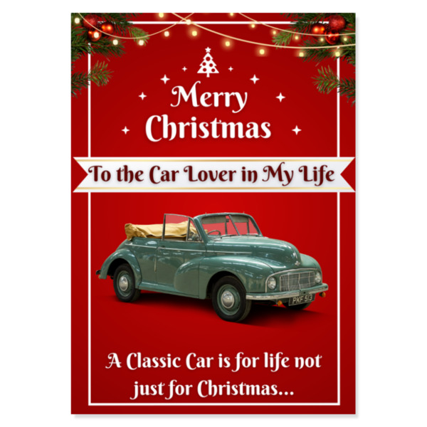 Morris Minor Convertible Christmas Card