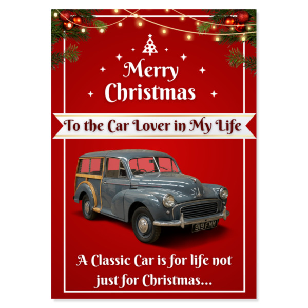 Morris Minor Traveller Christmas Card