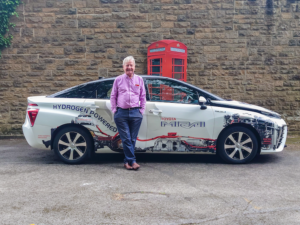 Richard Usher with the Toyota Mirai at Great British Car Journey