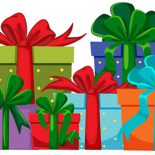 Christmas gift boxes pile illustration