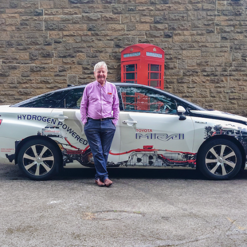 Richard Usher with the Toyota Mirai at Great British Car Journey